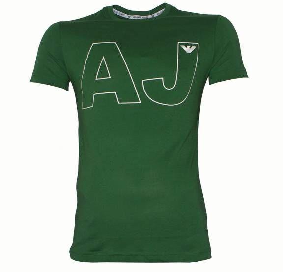 Green T Logo - Armani Jeans Green T Shirt With AJ And Eagle Logo