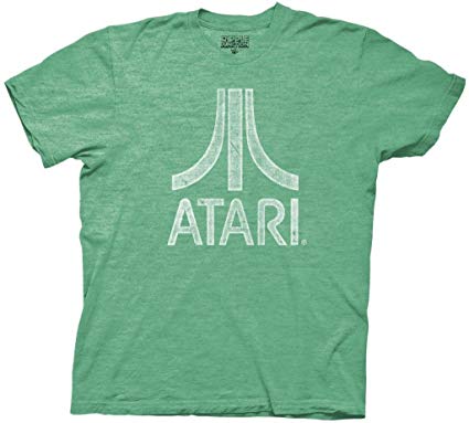 Green T Logo - Atari Distressed Logo Adult T-Shirt: Amazon.co.uk: Clothing