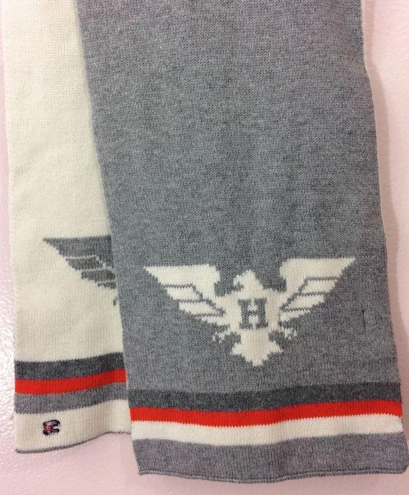 Grey and Red Eagle Logo - Tommy Hilfiger Womens Scarf One Size Gray Red Eagle Logo Cotton ...