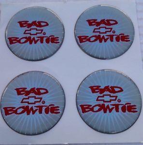 Bad Bowtie Logo - CHEVROLET BAD BOWTIE Silver RED Wheel Center Cap STICKER EMBLEM 1 3