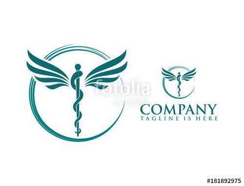 Medical Snake Logo - Classic Circle with Snake Stick and Wings Medicine Logo Symbol