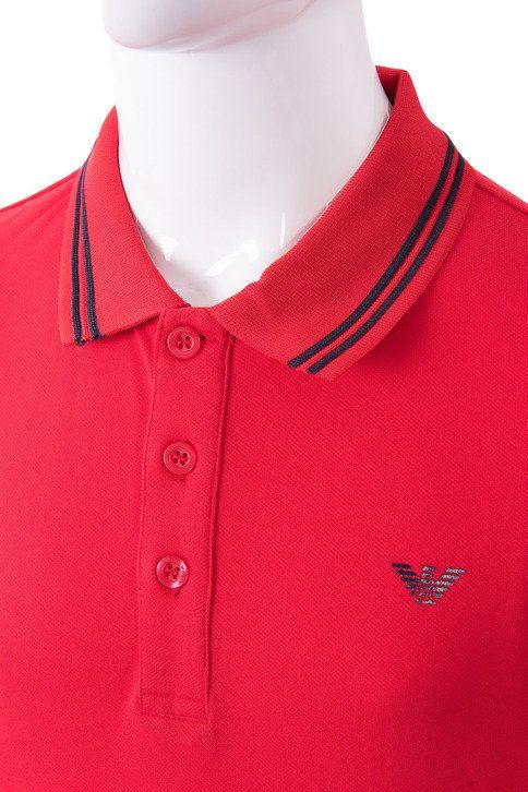 Grey and Red Eagle Logo - Armani Junior Red Eagle Logo S/S Tipped Polo | Unique