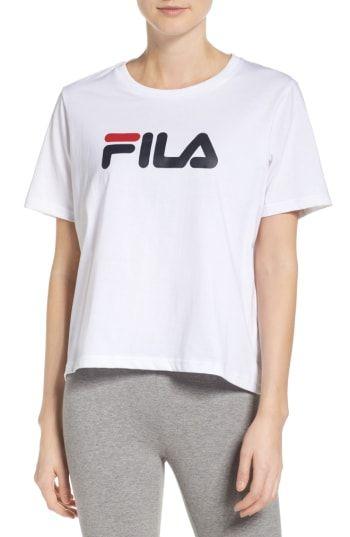 Grey and Red Eagle Logo - Fila Miss Eagle Logo Tee In Light Grey / Peacoat/ Red | ModeSens