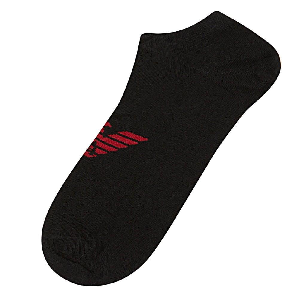 Grey and Red Eagle Logo - Emporio Armani 3 Pack Big Eagle Logo Trainer Socks, Black with Grey ...