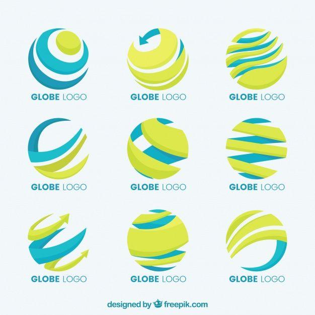 Blue and Yellow Logo - Earth globe yellow and blue logo collection Vector | Free Download