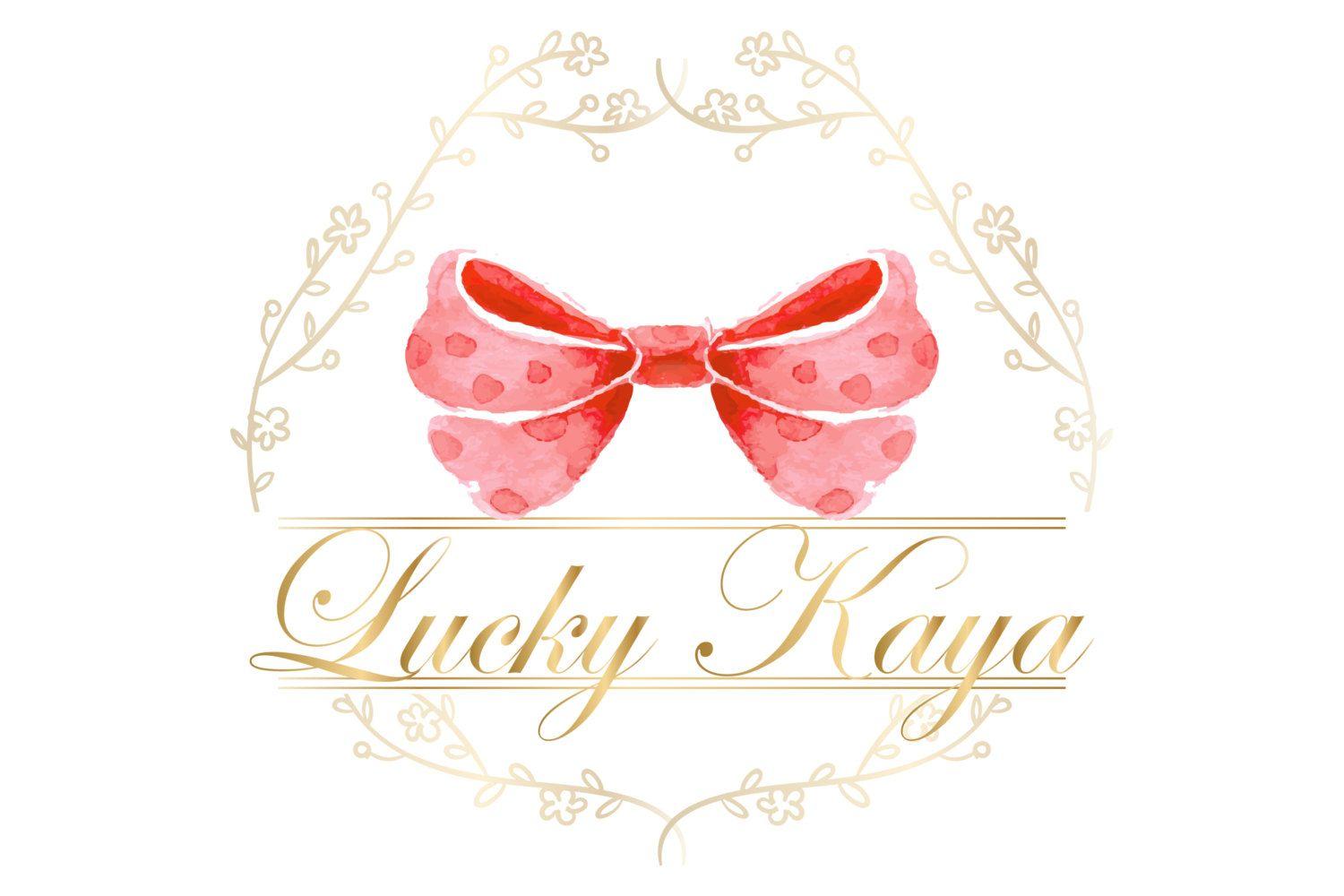 Cute Girly Logo - Custom logo design cute pink bow logo pink gold bow logo