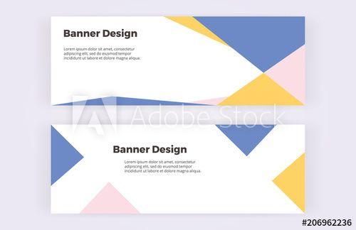 Blue Square with Yellow Triangle Logo - Geometric banners with blue, pink and yellow triangles on the white
