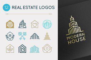 Modern Real Estate Logo - Real estate logos and monochrome labels Graphics Creative Market