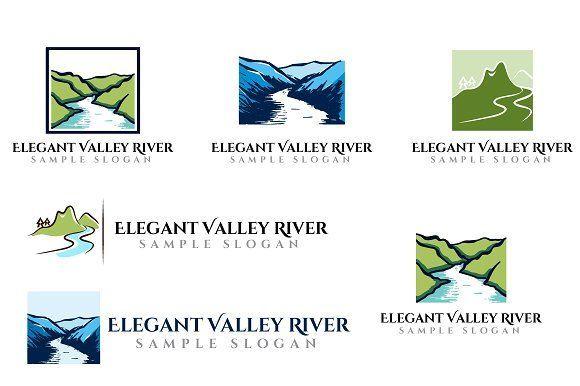 River Flower Logo - Elegant Valley River Logo Template