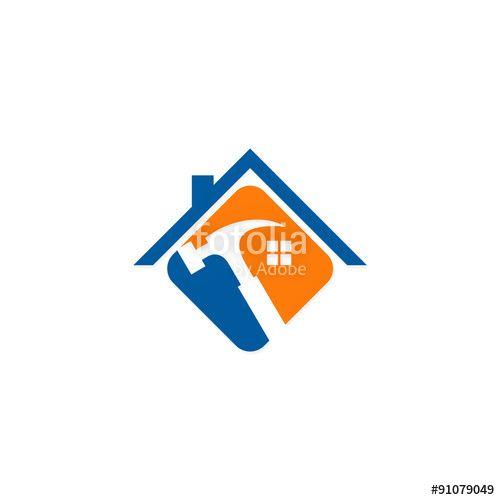 Hammer Construction Logo - house construction roof hammer logo