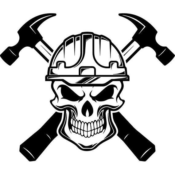 Construction Worker Logo - Construction Logo 56 Skull Hammer Toolbox Handyman Work | Etsy