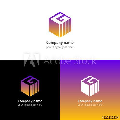 Yellow Cube Logo - Letter G in Cube logo, icon with trend yellow-violet gradient color ...