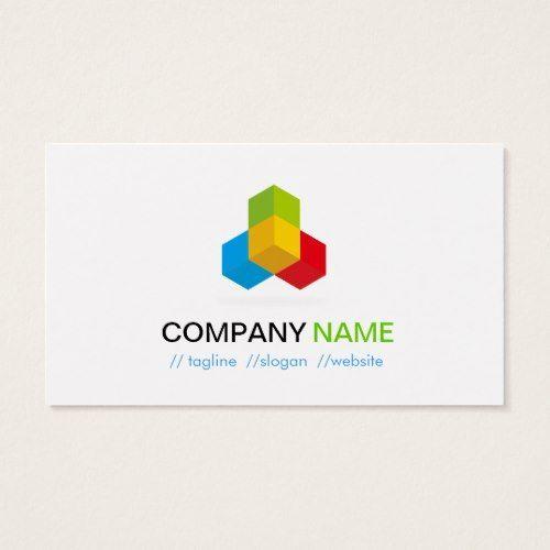 Yellow Cube Logo - 4 Colors Green Blue Yellow Red - Modern Cube Logo Business Card ...