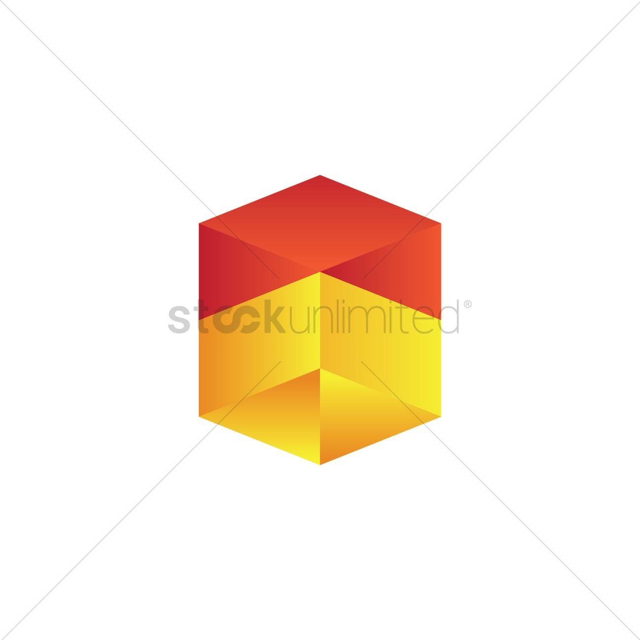 Yellow Cube Logo - Cube logo element Vector Image