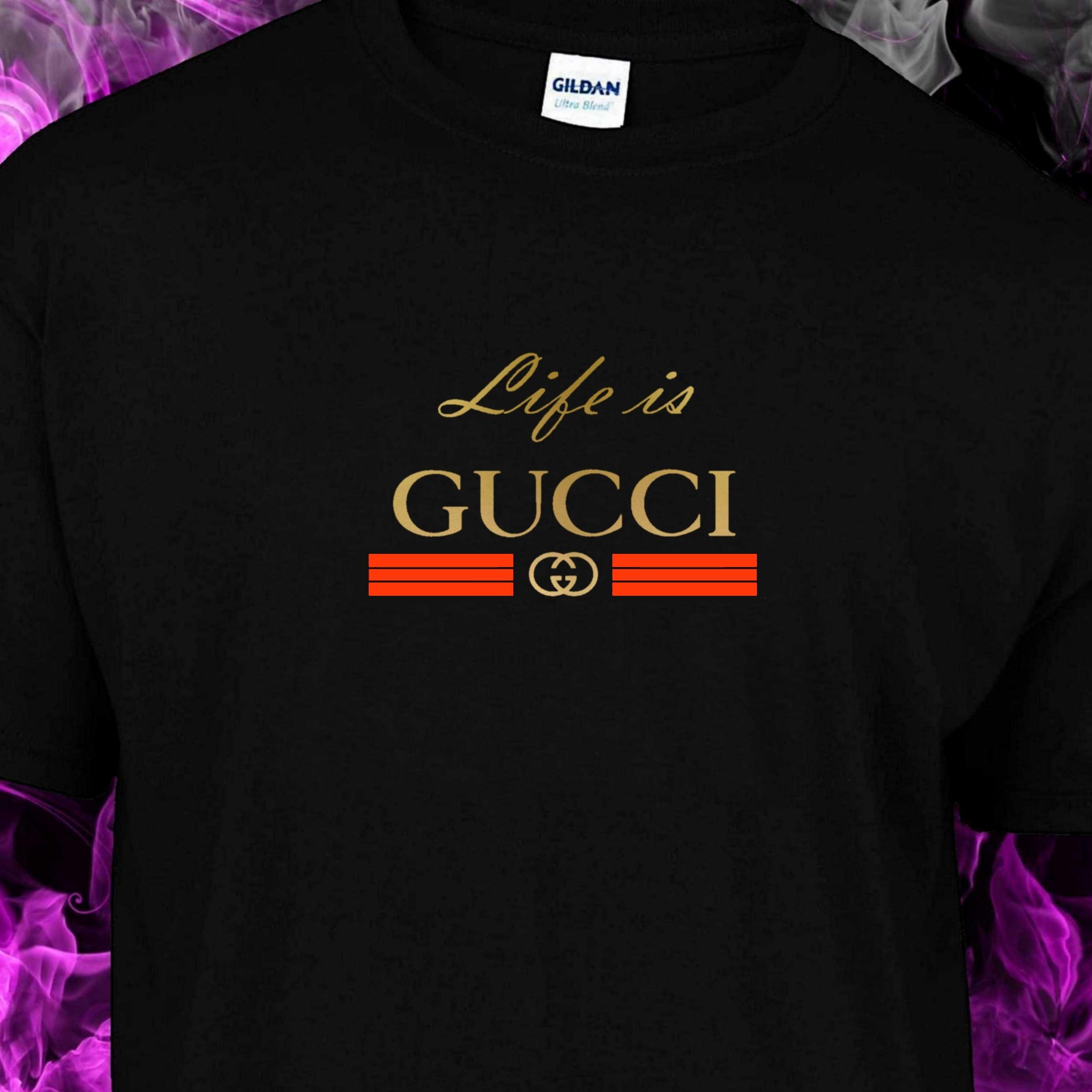 Red Black and Gold Logo - LIFE IS GUCCI