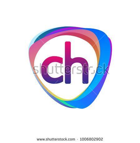 C H Logo - Letter CH logo with colorful splash background, letter combination ...