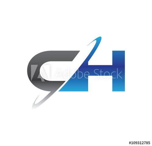 CH Logo - ch initial logo with double swoosh blue and grey this stock