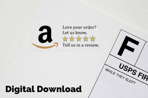 Amazon 5 Star Review Logo - Digital Download Amazon Review Sticker Printable Custom