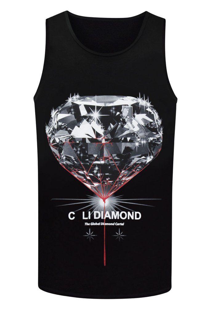 Diamond Money Logo - NEW Men Cali Diamond Tank Top Blood Diamonds Money Gem Crystals Size M 3XL