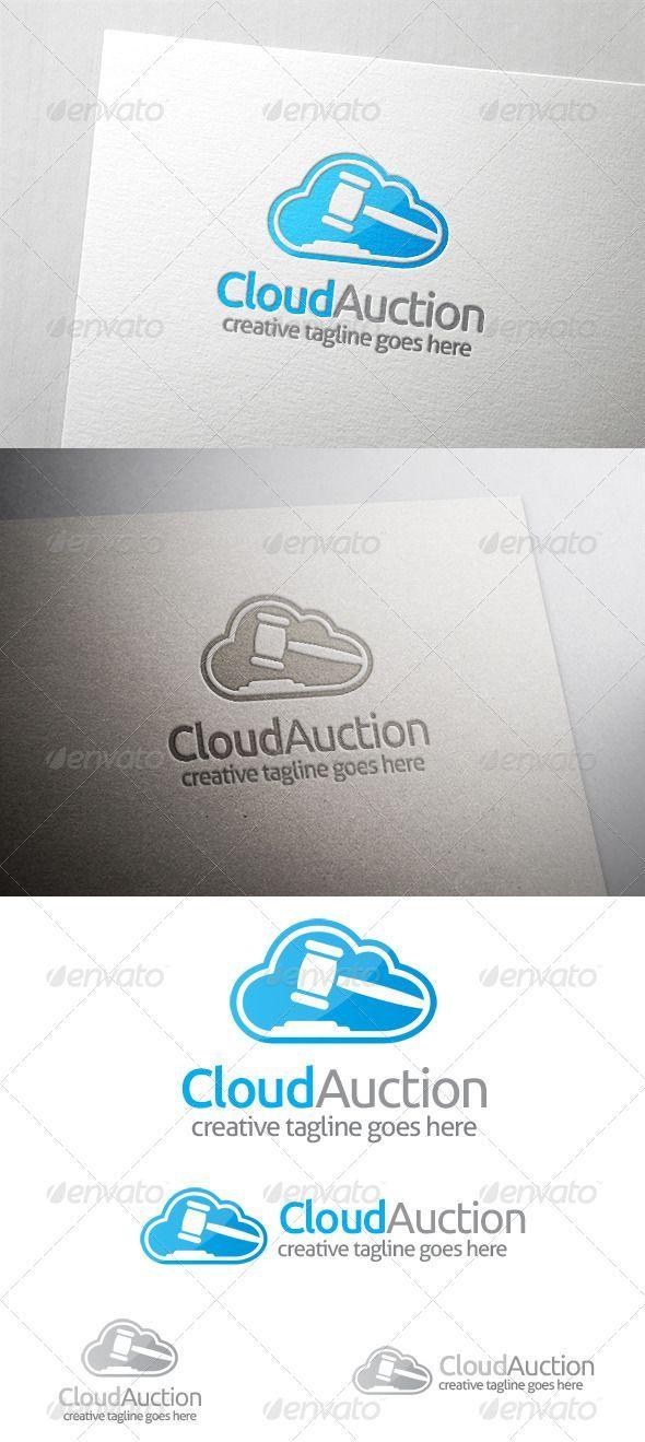 Auction Service Logo - Cloud Auction logo is blue sky cloud with a hammer image inside. All ...