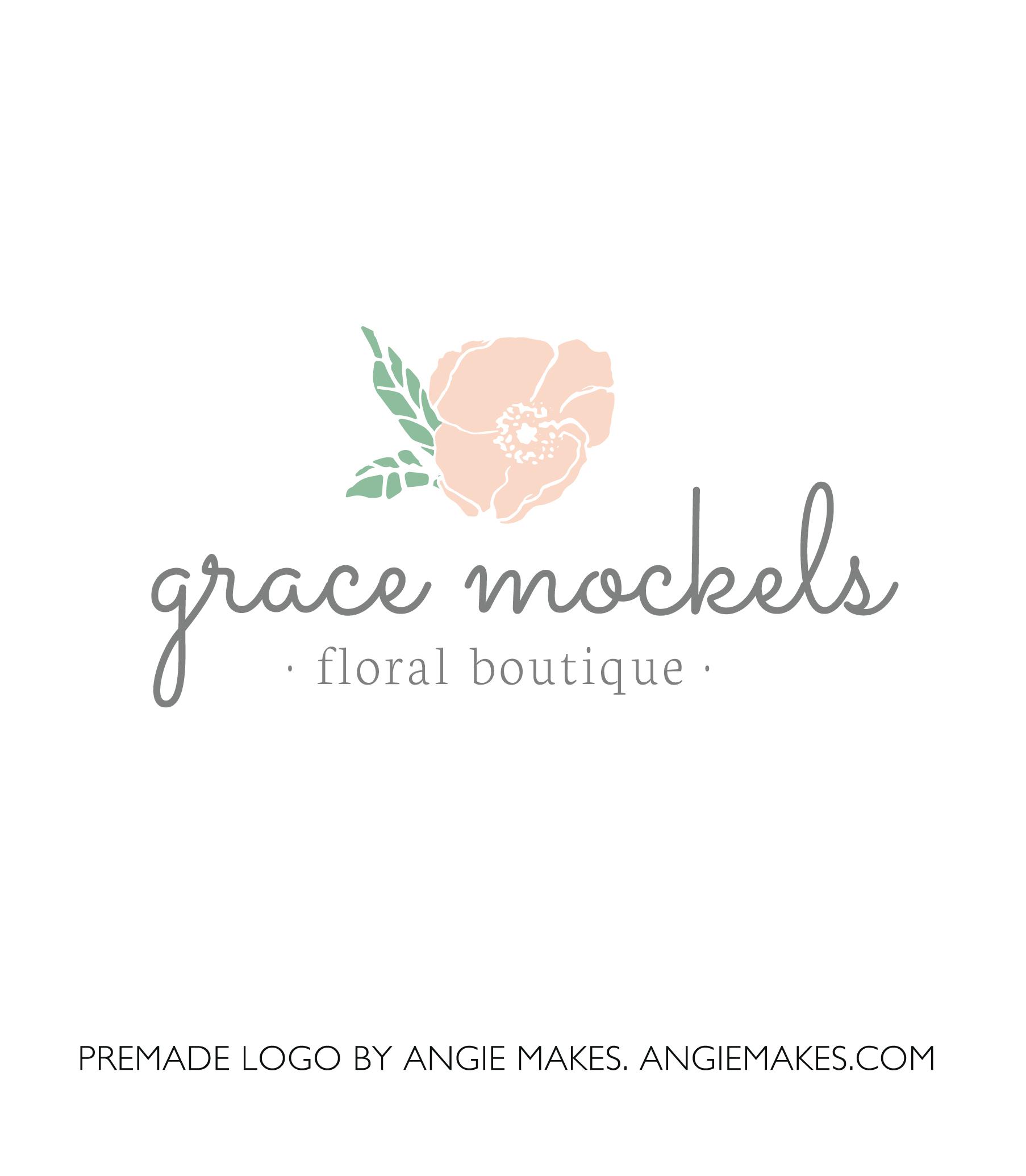 Modern Floral Logo - Premade Florist Logo