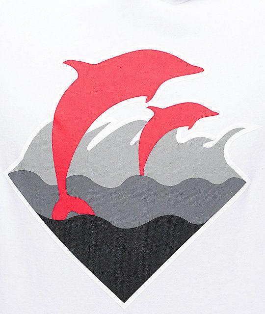 White Pink Dolphin Logo - Pink Dolphin Fall Waves White Hoodie | Zumiez