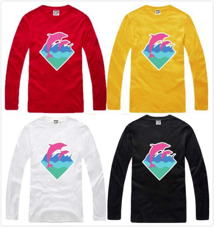 Red Pink Dolphin Logo - 2015 Long Sleeve Pink Dolphin Shirt Hip Hop T Shirts 100% Cotton Tee ...