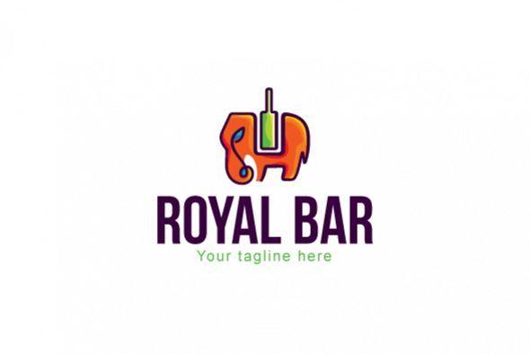Elephant Bar Logo - Royal Bar - Elephant Animal Stock Logo Template