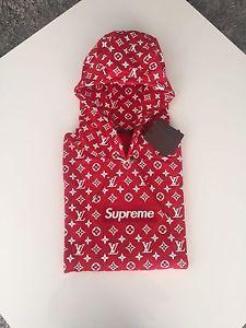 Supreme X Louis Vuitton Logo - Supreme x Louis Vuitton LV Hoodie Red Box Logo Sweater Size 4L NWT ...