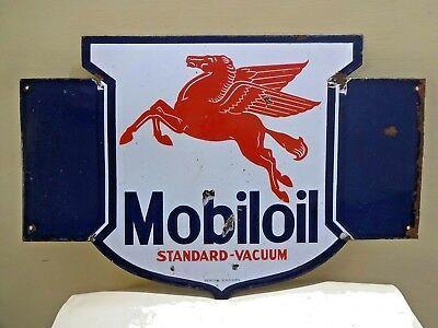 Blue and Red Pegasus Logo - VINTAGE PEGASUS MOBILOIL Double Sided Porcelain Sign - $735.99 ...