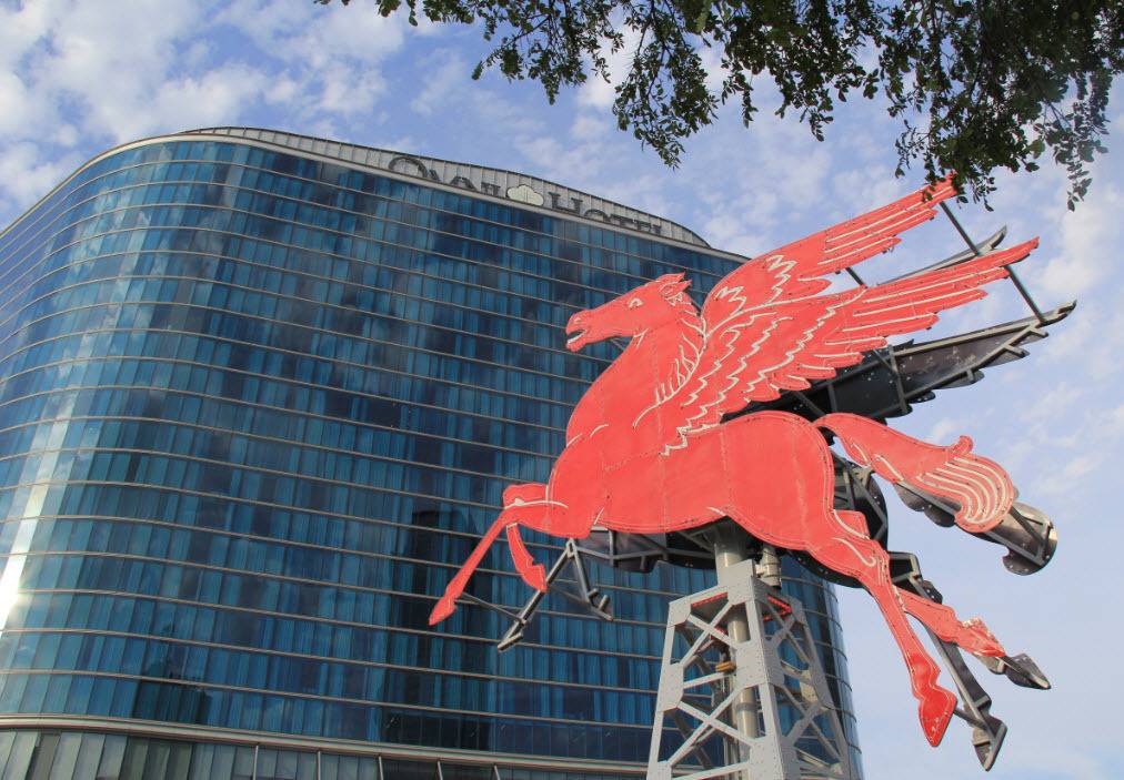 Blue and Red Pegasus Logo - Pegasus Lands At The Omni Dallas Hotel