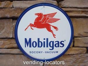 Blue and Red Pegasus Logo - Mobilgas Mobil Gas Oil Blue Red Pegasus Metal 12