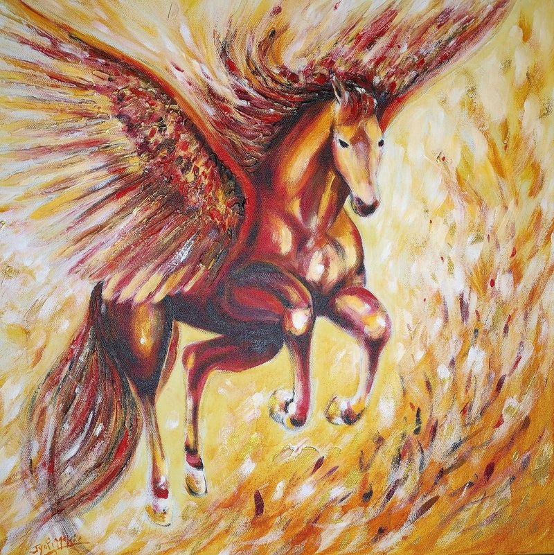 Blue and Red Pegasus Logo - Red Pegasus by jyoti mckie. Paintings for Sale. Bluethumb - Online ...