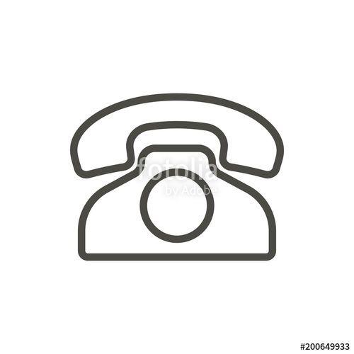 Vintage Phone Logo - Old phone icon vector. Outline telephone. Line vintage phone symbol