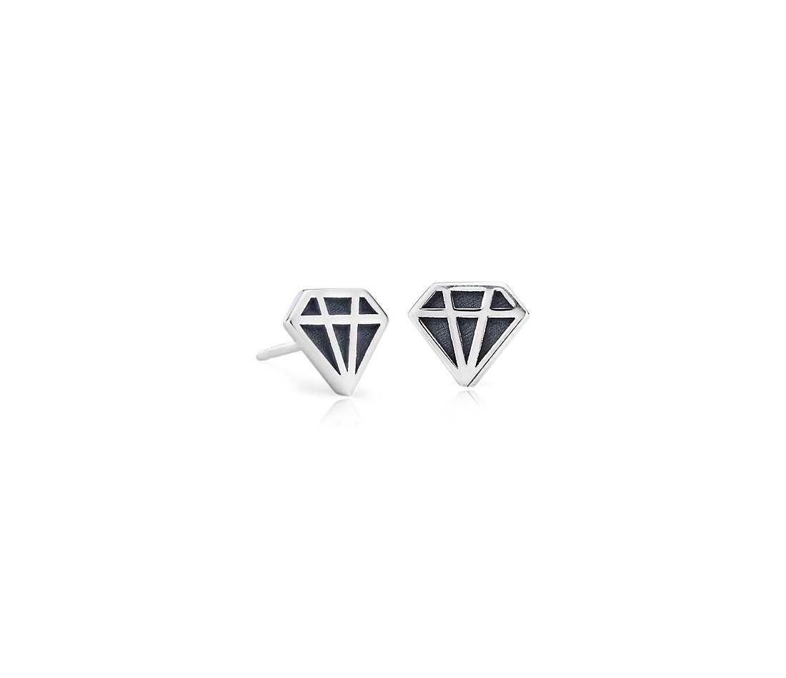 Silver with Diamond Shape Logo - Mini Diamond-Shaped Stud Earrings in Sterling Silver | Blue Nile