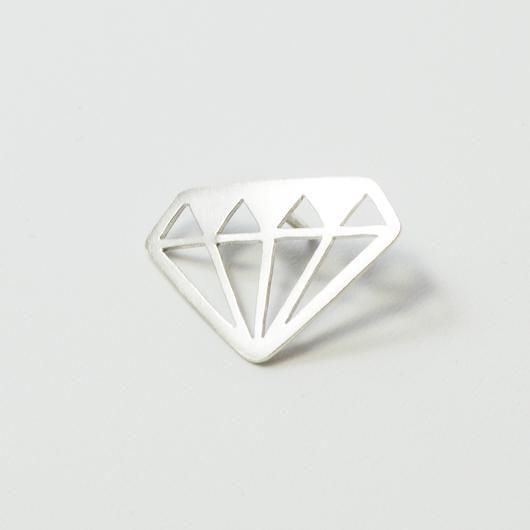 Silver with Diamond Shape Logo - Diamond Shaped Brooch in Sterling Silver