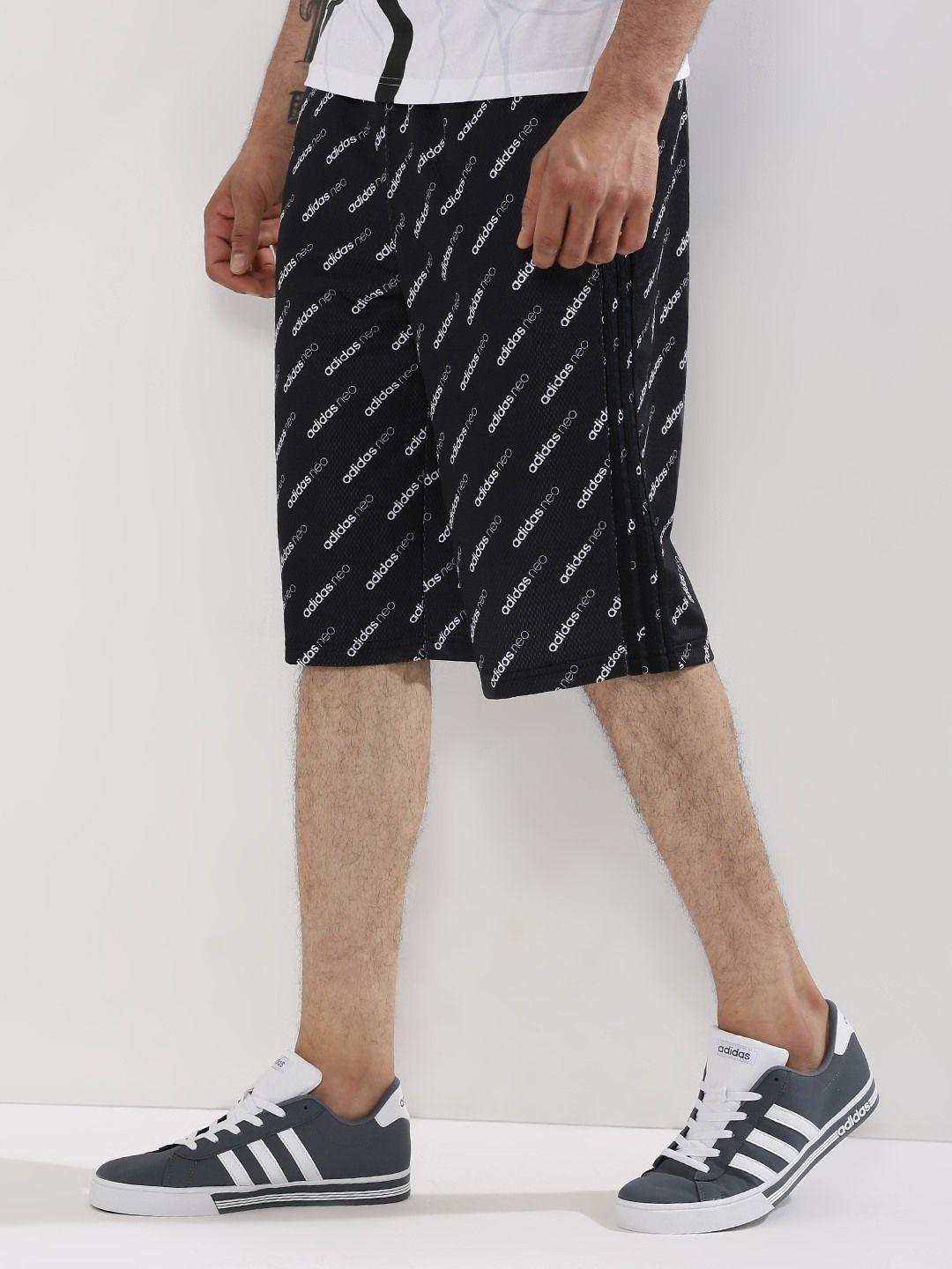 Adidas Shorts Logo - Buy Adidas Neo Black/White Repeat Logo Shorts for Men Online in India