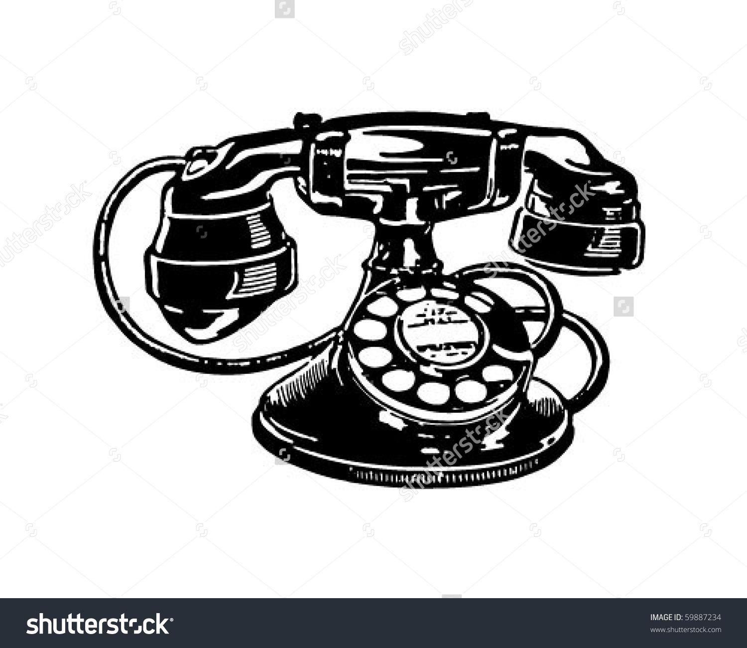 Vintage Phone Logo - Drawn Telephone black and white - Free Clipart on Dumielauxepices.net