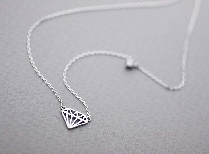 Silver with Diamond Shape Logo - Amazon.com: 925 Sterling Silver Diamond Shape Cutout pendant ...