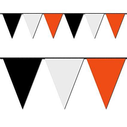 Orange White Triangle Logo - Ziggos Party Black, White and Orange Triangle Pennant