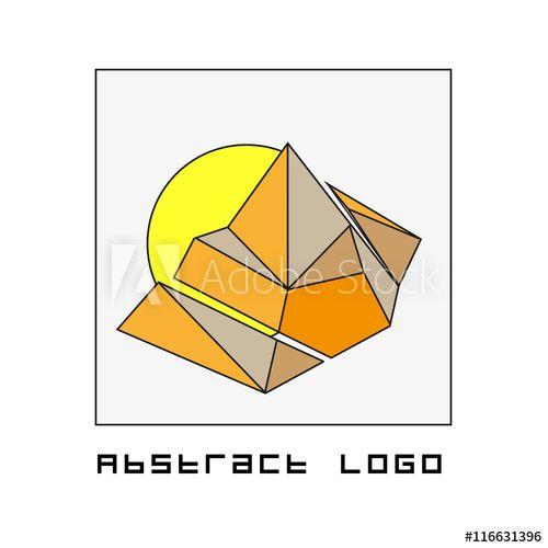 Orange White Triangle Logo - Vector abstract triangle logo template. Artistic color geometric