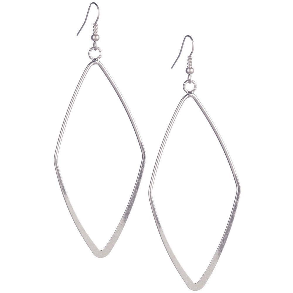 Silver with Diamond Shape Logo - Shop Women's J West Silver Large Diamond Shaped Earrings - NRS