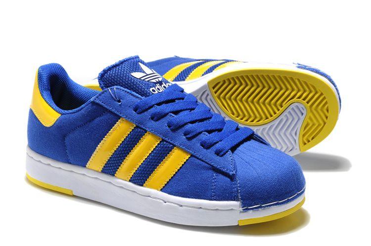 Blue and Yellow Shoe Logo - UK Adidas Superstar II Blue Yellow Shoes &- x47S