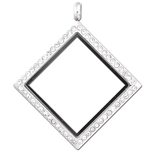 Silver with Diamond Shape Logo - Jenni B Charmed. Floating Lockets & Charms I Silver Diamond Shape