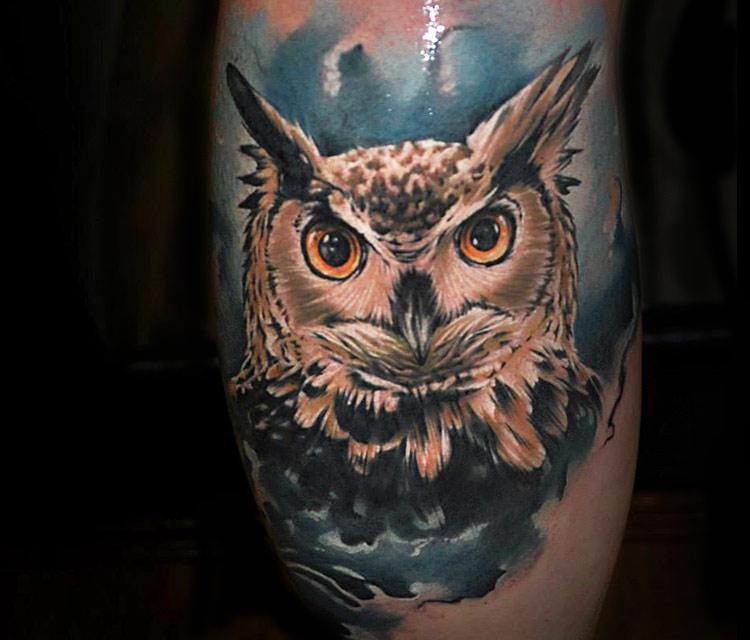Half Owl Face Logo - Wonderful Owl Face Tattoos