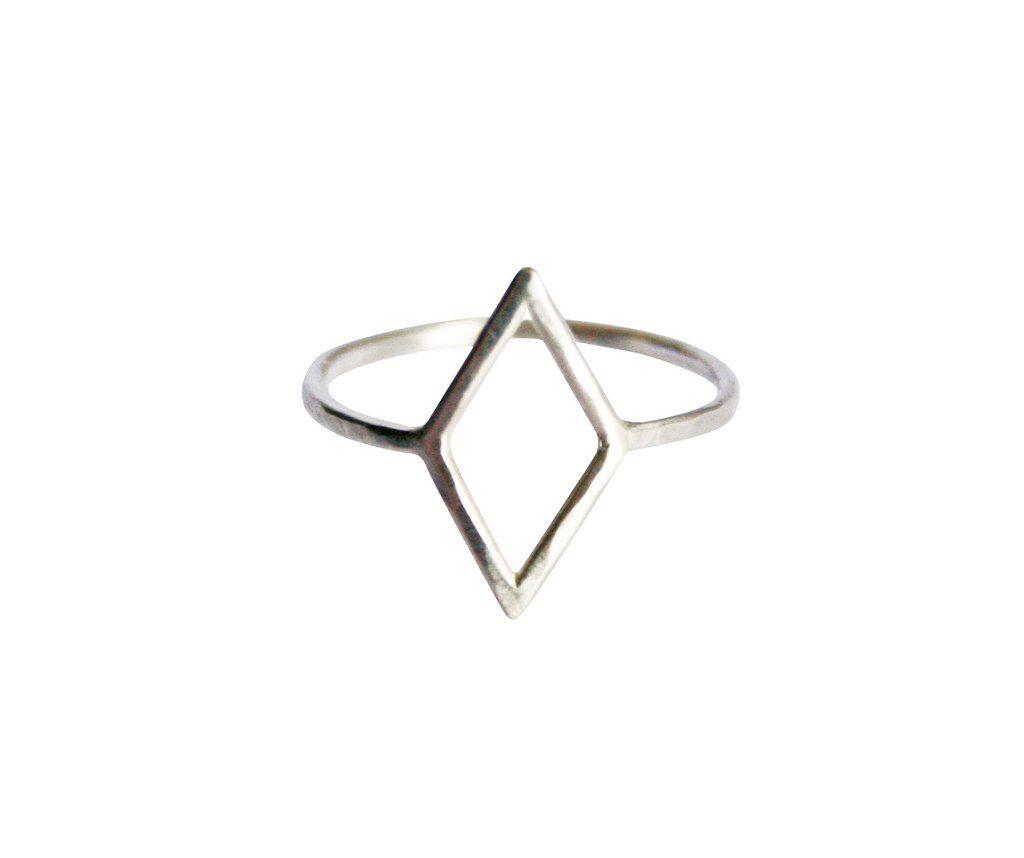 Silver Diamond Shape Logo - Thin Diamond Shape Ring | Thin Geometric Shape Ring – Stefanie Sheehan