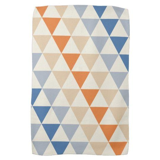 Orange White Triangle Logo - Contrasting Blue Orange And White Triangle Pattern Tea Towel ...