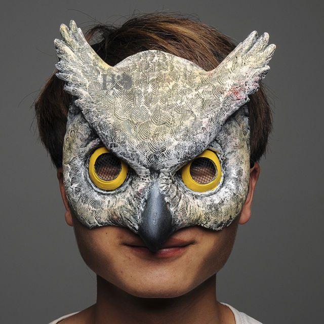 Half Owl Face Logo - Scary Latex Half Face Owl Halloween Mask Masquerade Party Costume