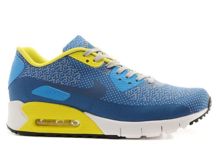 Blue and Yellow Shoe Logo - Men Wmns Nike Air Max 90 Jcrd Blue Yellow With Blue Logo Sports ...