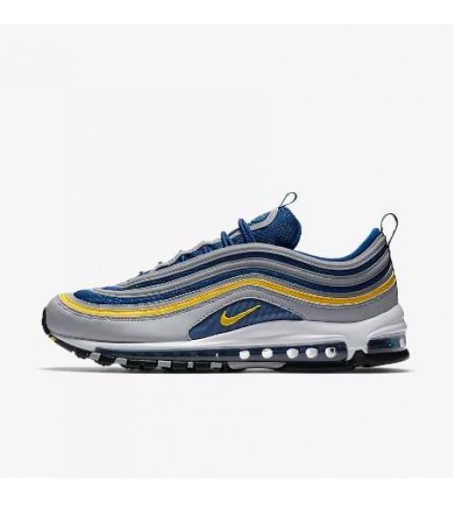 Blue and Yellow Shoe Logo - Nike Air Max 97 Mens Wolf Grey Gym Blue White Tour Yellow Shoes